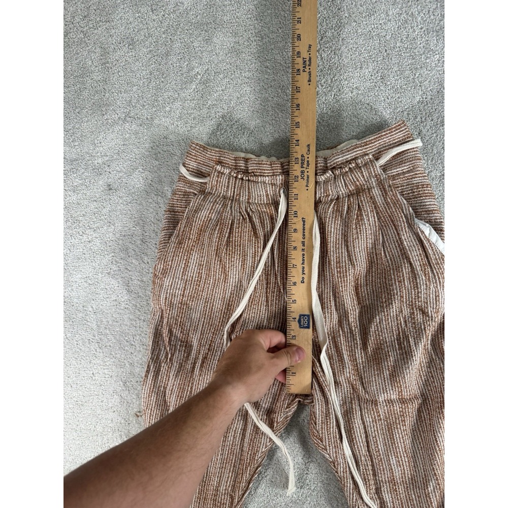 Free People Slouchy Utility Linen Striped Pants Boho Casual Drawstring Waist 4‎ - Picture 8 of 9